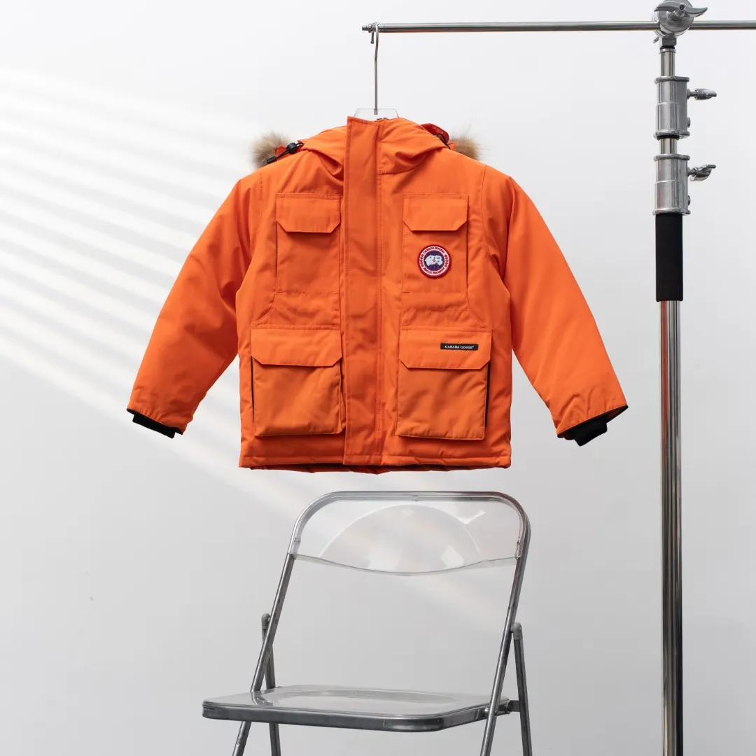 P660 CANADA GOOSE丨Canada Goose C08 children's clothing, children's hooded down jacket Color: Orange Size: 110-160
